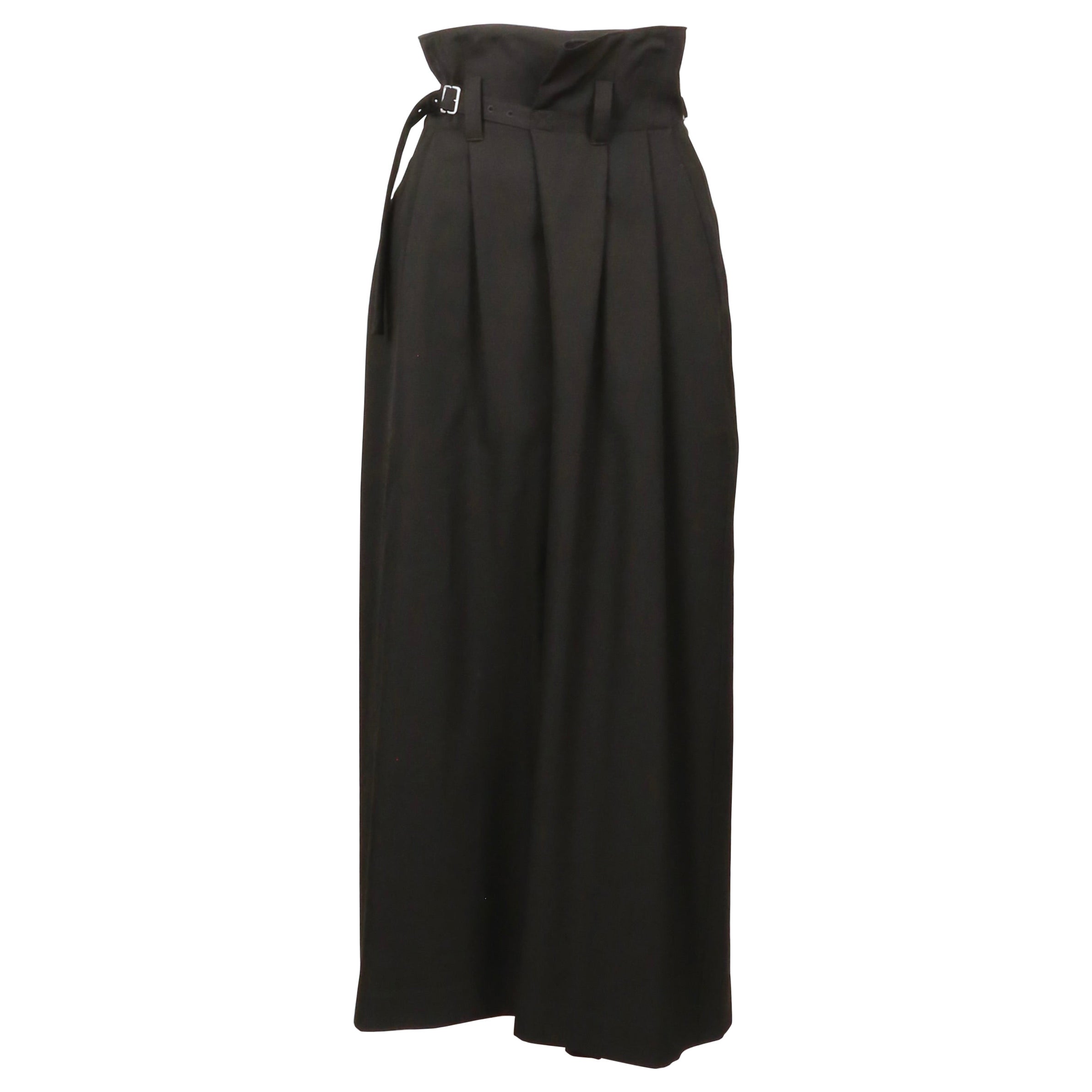 2000's Y's pink label by Takeshi Kosaka black wide leg ultra high rise pants For Sale