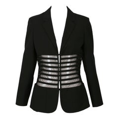 1990's JEAN PAUL GAULTIER black wool jacket with sheer corset detail