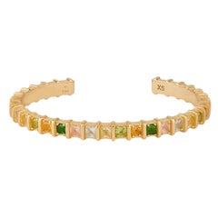 Gold Bracelet with Natural Multicolor Gemstones - Size Small