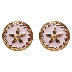 VERSACE 2021 Runway Tresor De La Mer pink enamel gold Greca starfish earring