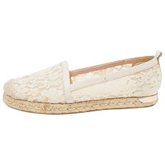 Stuart Weitzman - Appartamenti in pizzo e rete di colore crema - misura 35