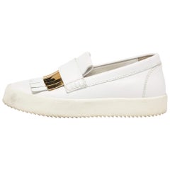 Giuseppe Zanotti, pelle bianca con frange, scarpe da ginnastica taglia 37.5