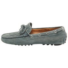 Santoni Grau Wildleder Slip On Loafers Größe 42