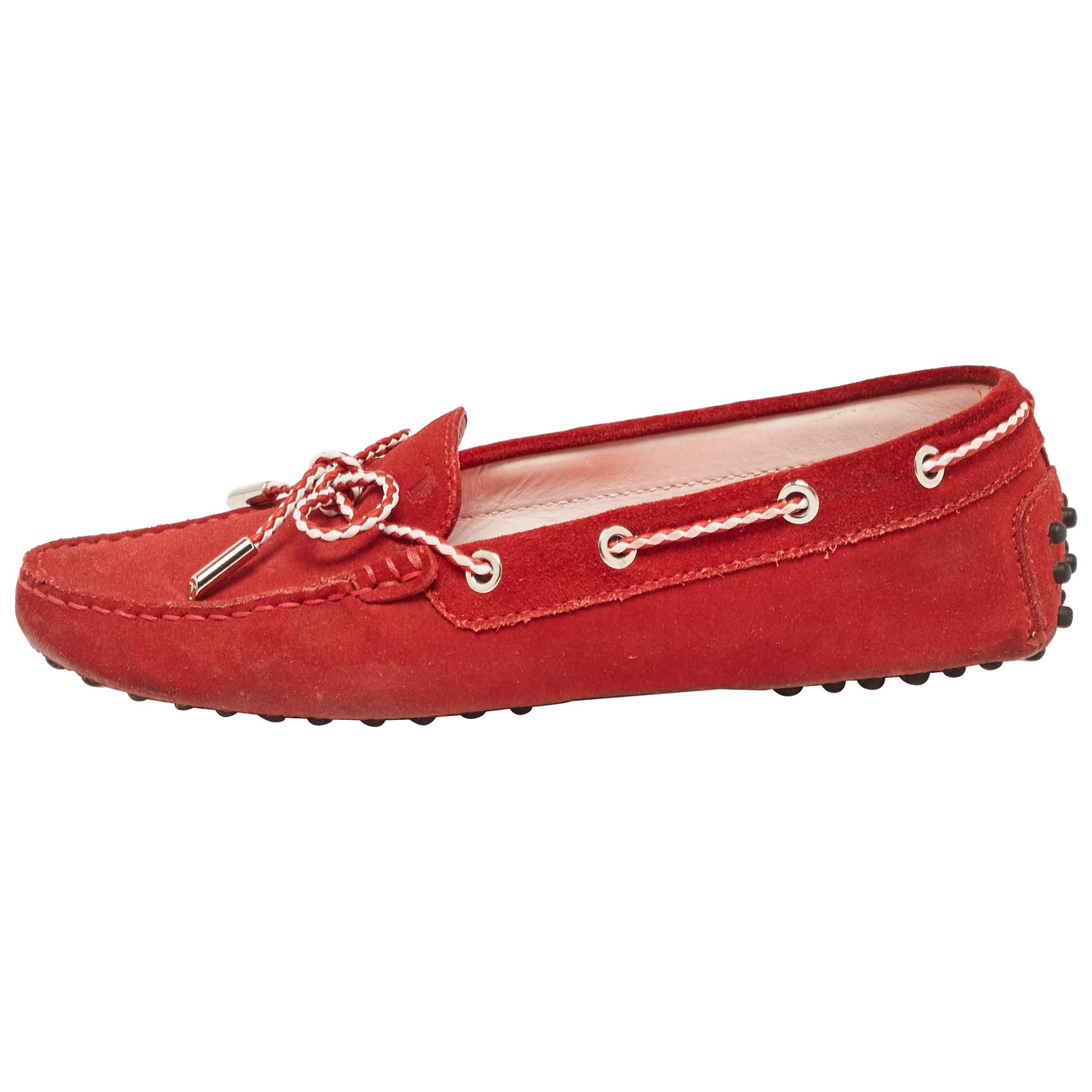 Tod's - Mocassins Gommino en daim rouge, taille 37