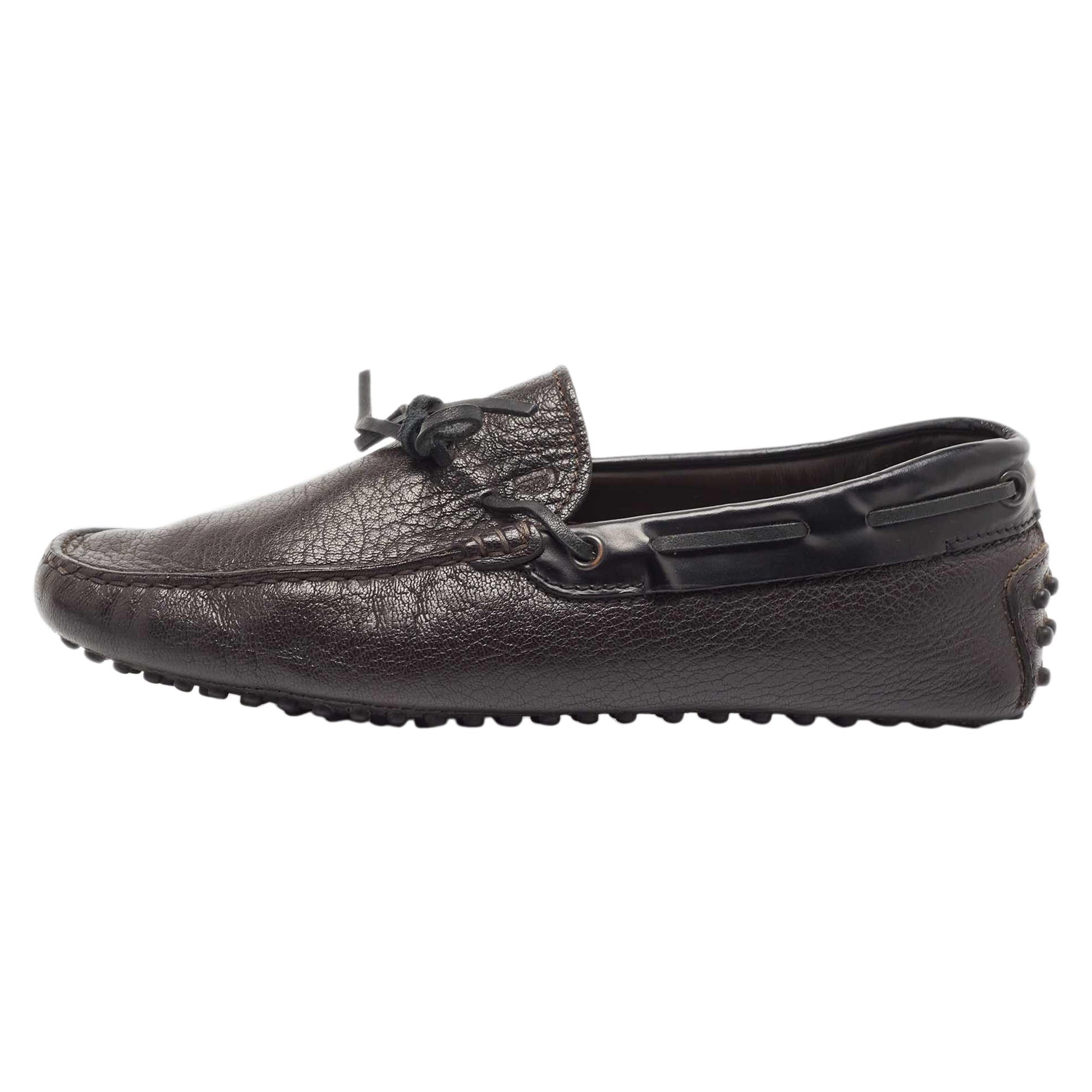Tod's Black Leather Bow Slip On Loafers Size 39.5 For Sale