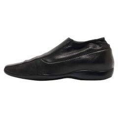 Prada Sport Black Leather Slip On Loafers Size 38