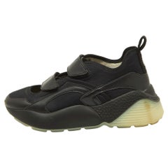 Stella McCartney Black Faux Leather and Neoprene Eclypse Sneakers Size 39