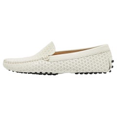Tod's Off White Laser Cut Patent Leather Slip On Loafers Size 37