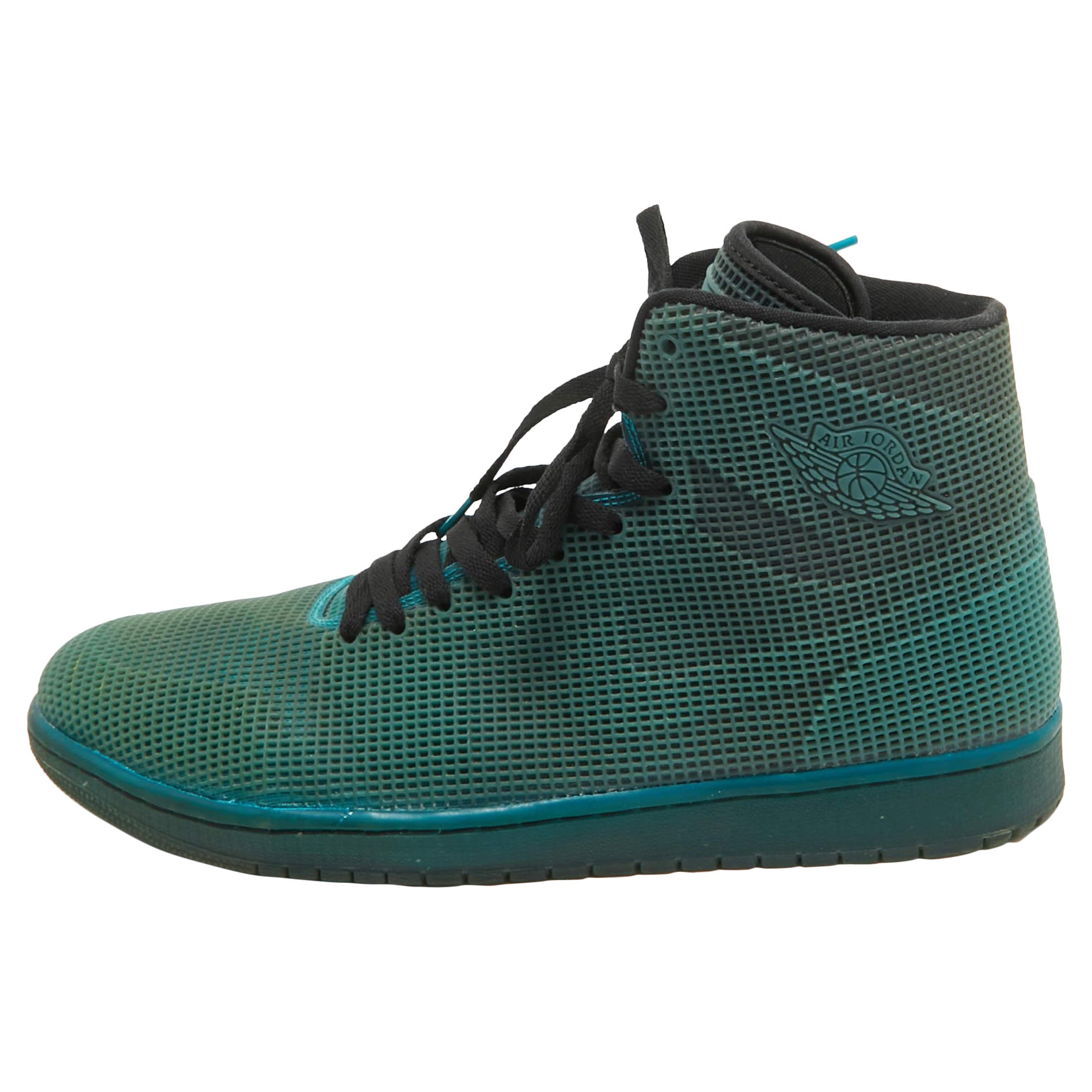 Air Jordans Jordan 1 Retro 4Lab1 Baskets bleu sarcelle tropicale en caoutchouc vert, taille 47,5 en vente