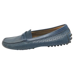 Tod's Marineblaue Laser Cut Penny Loafers aus Leder, Laser Cut, Größe 38