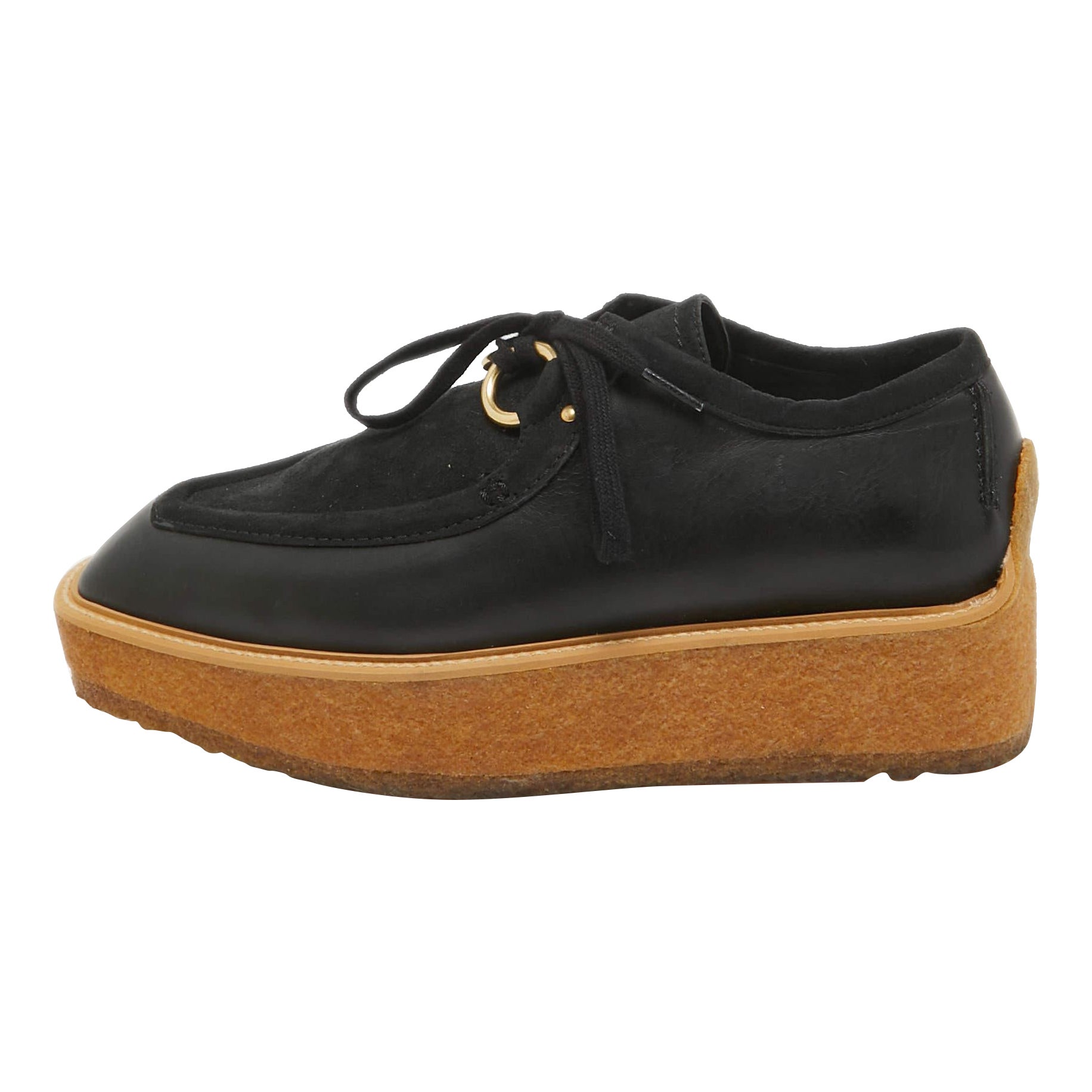 Stella McCartney Black Suede And Faux Leather Lace Up Sneakers Size 36