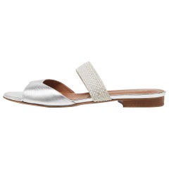 Malone Souliers Argento Pelle Milena Scivoli Piatti Taglia 40