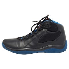 Prada Blue/Black Leather and Mesh Punta AlaSneakers Size 41