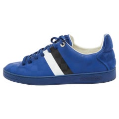 Louis Vuitton Blue Damier Infini Leather Frontrow Lace Up Sneakers Size 42