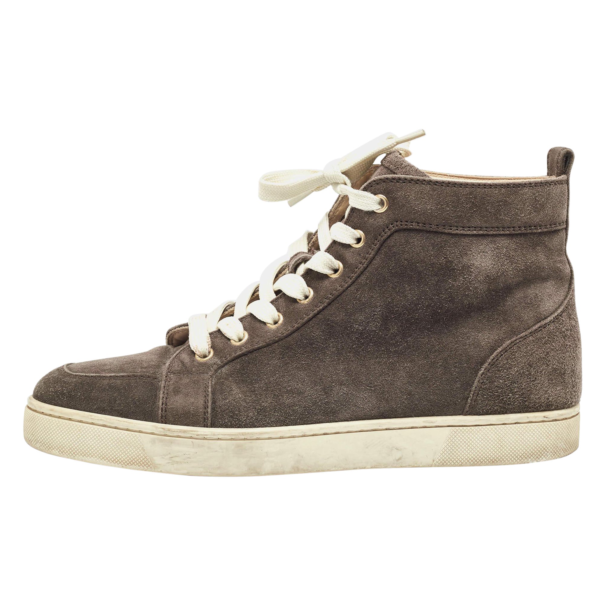 Christian Louboutin Brown Suede Rantus orlato High Top SneakersSize 41
