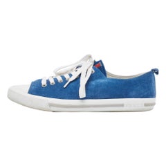 Prada Sport Blaue Low Top-Turnschuhe aus Wildleder Größe 39.5