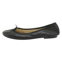 Repetto Black Leather and Patent Cap Toe Bow Ballet Flats Size 38