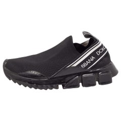 Dolce & Gabbana Black Fabric Sorrento Slip On Sneakers Size 38