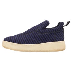 Celine Navy Blue/Black Canvas Platform Slip On Sneakers Size 38