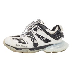 Balenciaga White/Black Leather And Mesh Track Sneakers Size 40