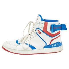 Louis Vuitton White/Blue Leather Trainers High Sneakers Size 41