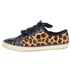 Tory Burch - Sneakers basse in pelle e pelo di vitello con stampa animale marrone - misura 40,5