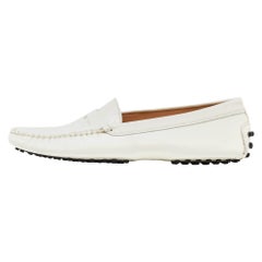 Tod's White Patent Leather Penny Slip On Loafers Size 38