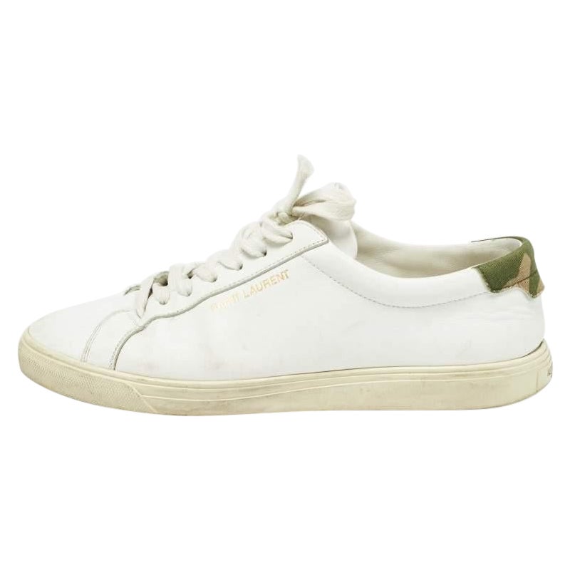 Saint Laurent White Leather Court Classic Sneakers Size 40 For Sale