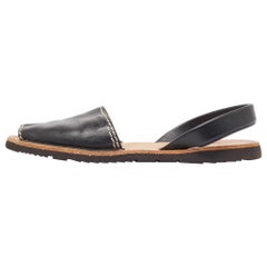 Prada Schwarze Slingback-Flats aus Leder Größe 39,5