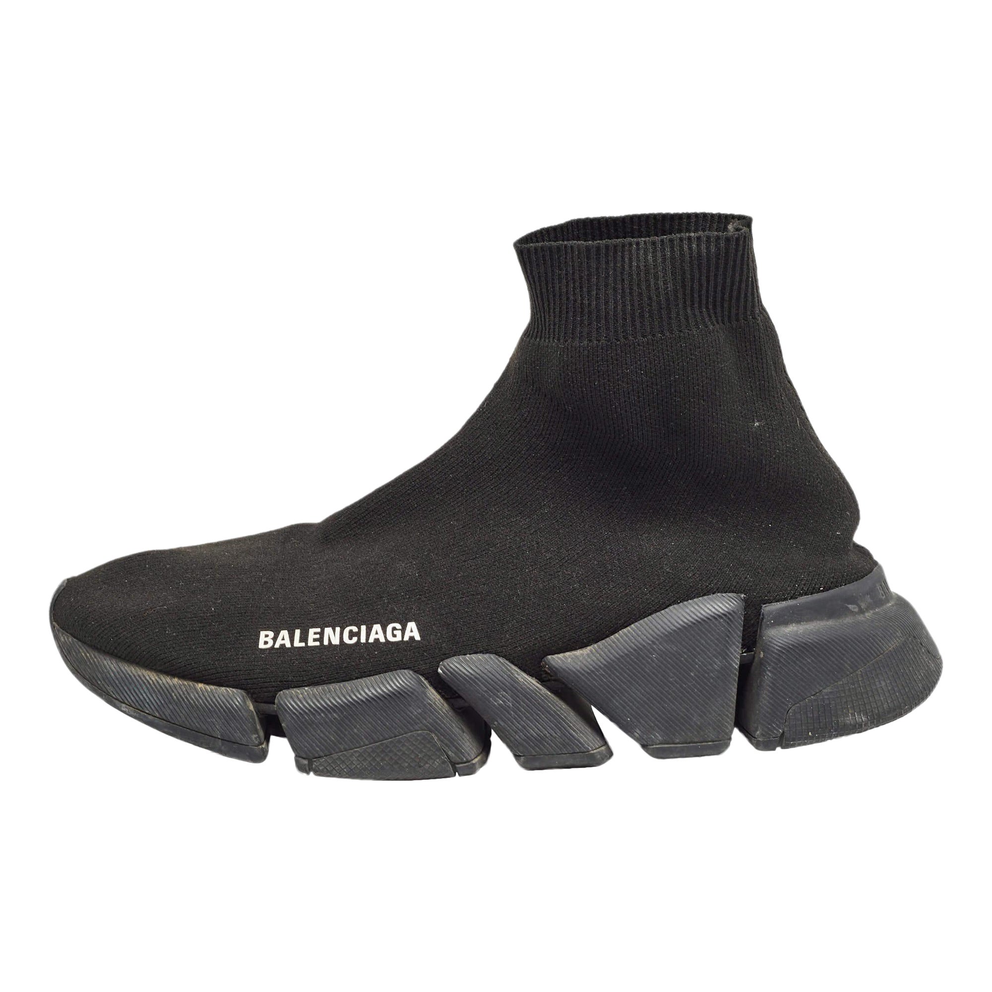 Balenciaga Black Knit Fabric Speed Trainer Sneakers Size 39 For Sale at 1stDibs