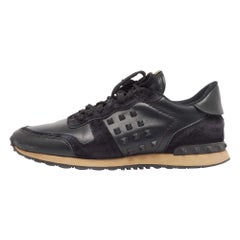 Valentino Black Leather and Suede Rockrunner Sneakers Size 43