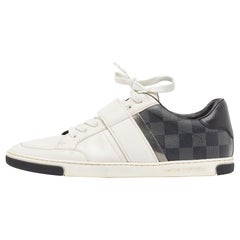 Louis Vuitton - Scarpe da ginnastica basse in pelle bianca e tela Damier Graphite - misura 40,5