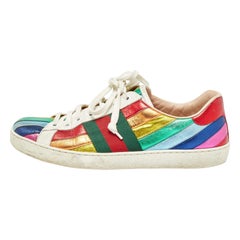 Gucci Multicolor Leather Ace Web Low Top Sneakers Size 41