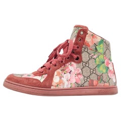 Gucci Multicolor GG Floral Canvas And Suede Leather High Top Sneakers Size 35.5