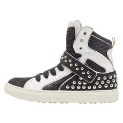 Dsquared2 Black/Silver Leather Studded High Top Sneakers Size 41