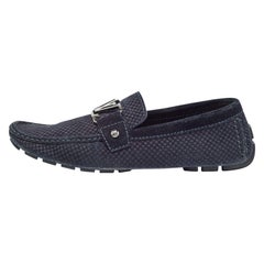 Louis Vuitton Blu Navy Suede Monte Carlo Slip On Loafers Size41.5
