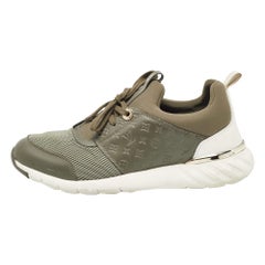 Louis Vuitton Green/White Leather and Mesh Aftergame Sneakers Size 37.5