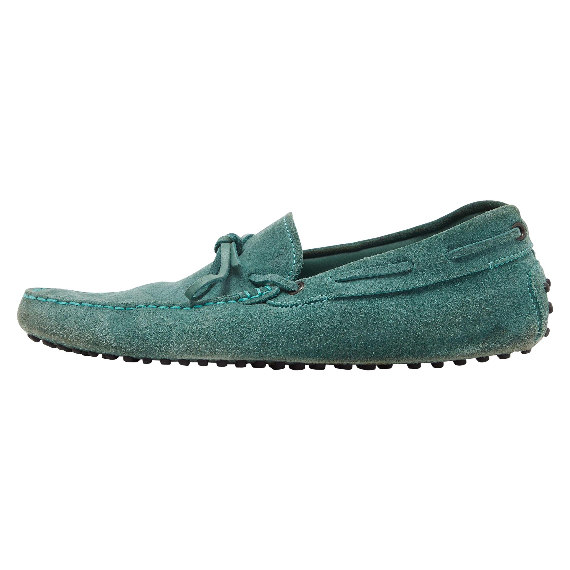 Tod's - Mocassins Gommino en daim vert, taille 39,5