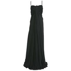 1970s SORELLE CHIOSTRI Couture Black Long Evening Dress
