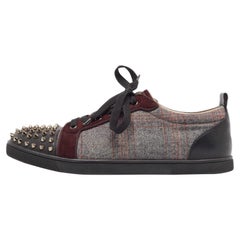 Christian Louboutin Tricolor Leather Fabric Louis Junior Spikes Sneakers Size 41