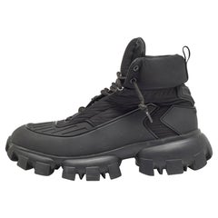 Prada Black Rubber and Nylon Cloudbust Thunder High Top Sneakers Size 45