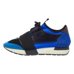 Balenciaga Tricolor Leather Suede and Mesh Race Runner Sneakers Size 37