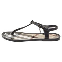 Burberry Schwarz/Beige House Check Jelly Thong Flats Größe 39