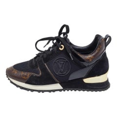 Louis Vuitton Black Mesh & Monogram Canvas Run Away Low Top Sneakers Size 36