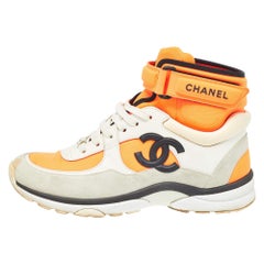 Chanel Tricolor Suede and Nylon CC High Top Sneakers Size 38