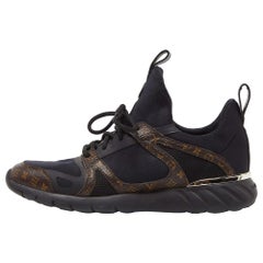 Louis Vuitton Black/Brown Fabric and Monogram Canvas Low Top Sneakers Size 38
