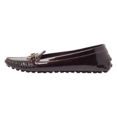 Louis Vuitton Burgundy Patent Leather Dauphine Loafers Size 42
