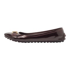 Louis Vuitton Burgundy Patent Oxford Ballet Flats Size 40.5