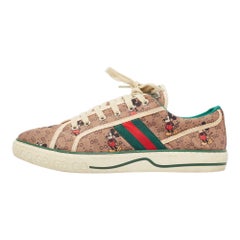 Gucci Brown Canvas Tennis 1977 Lace Up Sneakers Size 40