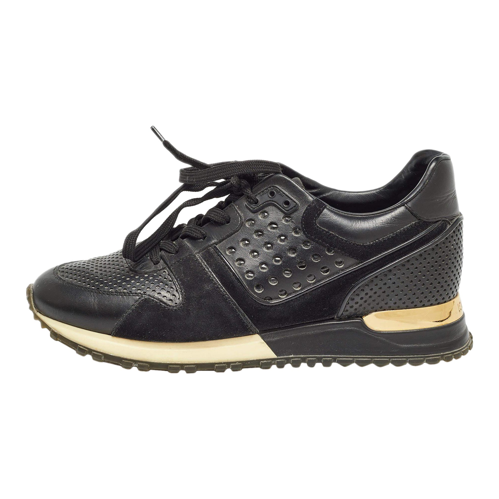 Louis Vuitton - Sneakers Run Away in pelle e pelle scamosciata nera - misura 36.5